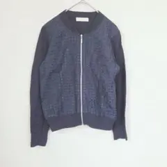 anySiS ジップアップ ジャケット ネイビー 異素材切替 M アウターのサムネイル