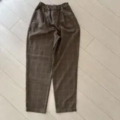 チェック柄 ロングパンツ ブラウン キッズ160のサムネイル
