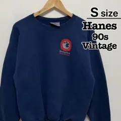 90s　Hanes　スウェット　S　ネイビー　プリント　消防士　レスキュー　古着
