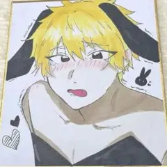 手描きイラスト 色紙 オリジナル 男