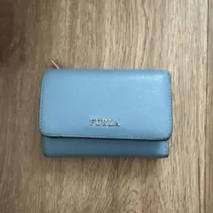 FURLA 三つ折り財布 ライトブルー レザーのサムネイル