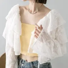 【新品未使用】ミスティック　レースボレロブラウス　オフホワイト　白　ティアード