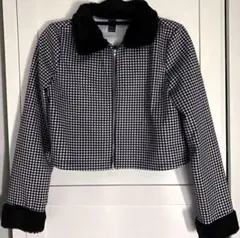 ジッパー ジャケット ボア 千鳥格子柄 y2k