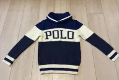 POLO ネイビー/アイボリー ハイネックセーター 130cm