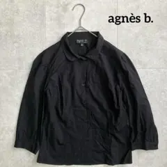アニエスベー コットンシャツ 36 S 黒 七分袖 ブラウス agnes b.のサムネイル