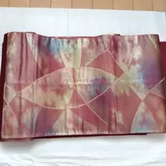 袋帯　 赤と金の幾何学模様