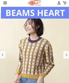 ★美品★ BEAMS HEART フクレ チェック ニット　チェック　セーター