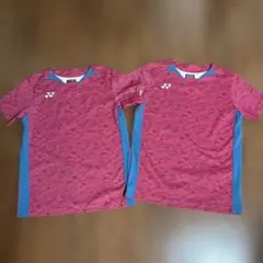 YONEX ゲームシャツSサイズ⭐︎2枚セット 波柄 ピンクのサムネイル