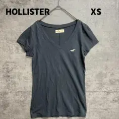 ホリスター キッズ半袖Tシャツ Vネック ブラック XS 刺繍ロゴ【6323】