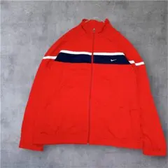 【激レア2XL】00s NIKE トラックジャケット 赤 紺 白 刺繍ロゴ 古着