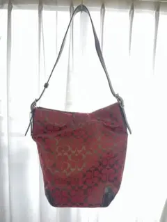 COACH シグネチャー ショルダーバッグ レッド