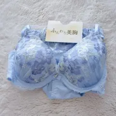 Elegante 水色 花柄 ブラジャーショーツ E75