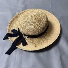 本日のみお値下げヘレンカミンスキー麦わら帽子ブラックリボン美品