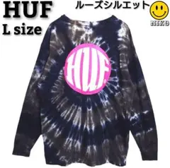 【汚れなし】HUF ハフ 丸ロゴ タイダイ メンズ 長袖Tシャツ オーバーサイズ