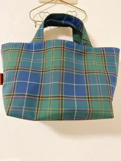 handmade⭐︎たっぷりマチの横長トート⭐︎ウール混タータンチェック