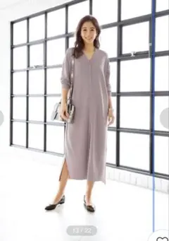 定価約10000円STYLE DELI マテリアル切替フロント釦ニットワンピース