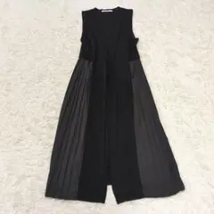 RADIATE ラディエイト プリーツ ロングジレ 異素材 ブラック系 ヤマダヤ