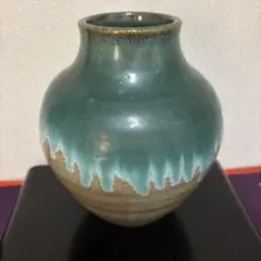 上野焼　十時窯　白川卓甫作　飴釉　細口瓶　花瓶　C　7218 上野焼 十時窯 白川卓甫作 飴釉 細口瓶 花瓶 C 7218