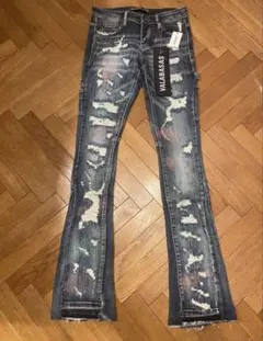 バラバサスVALABASAS フレアチェーンスキニーデニム ワックス加工 29 