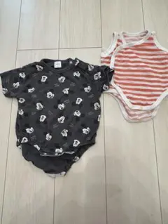 ミッキーマウスロンパース グレー 70 肌着付き