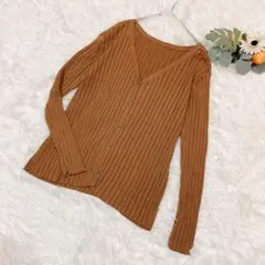 チャオパニックティピー リブニットVネックカーディガン 1 ブラウン