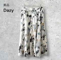 美品　シーイン　デイジー　フレアスカート　ロング丈　総柄　アート柄　水彩風　上品