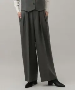 GLOBALWORK MATINEE LINEウールライクストレッチワイドパンツ