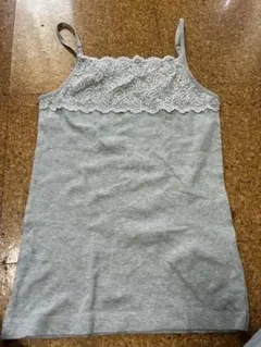 グレー レース付きキャミソール L
