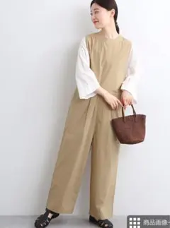 サロペット　ベージュ　CALINER カリネ　ナチュラン