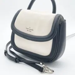 ケイトスペード　2way ハンドバッグ　レザー　バイカラー　黒　白　ゴールド金具