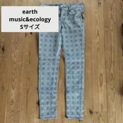 earth music & ecology グレーチェック柄 スキニーパンツ S
