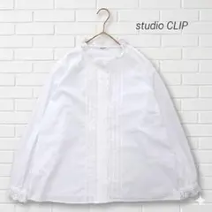 studio CLIP スタディオクリップ フリルレースピンタックブラウス M
