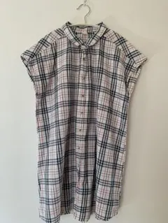 ノースリーブチェックシャツワンピース