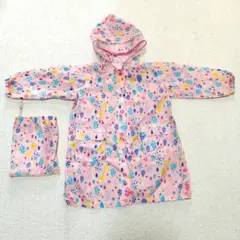 キッズ レインコート 収納袋付き ピンク　100のサムネイル