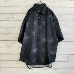 CIYOT 花柄 シアーシャツ 黒 L メンズ 半袖 透け感 モード 夏