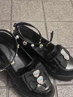 LIZ LISA ビジュー付き厚底ローファー ブラック Lサイズ - メルカリ