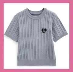 【ホビ垢】GRL トップス 半袖ニット ブルー Mサイズ 美品