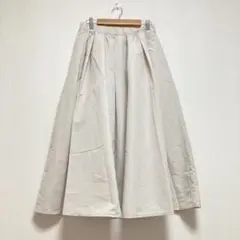 ロングフレアスカート ベージュ ゴムウエスト レディースM シンプル カジュアル