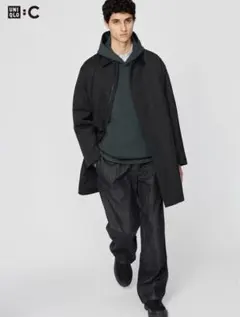 【UNIQLO C】タックストレートパンツ／デニム ブラック 79cm