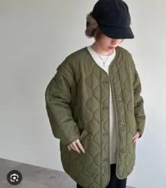 オリーブグリーン キルティングジャケット フリーサイズ