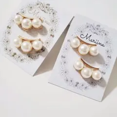 3連パール ピアス イヤリング シンプル エレガント 上品 お出かけ 普段着