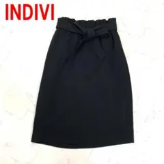 A7026 インディヴィ ロングスカート タイト 裏地あり ベルト付き 黒 38