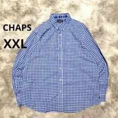 《US古着》CHAPS XXLサイズ ギンガムチェック柄長袖シャツ ブルー系のサムネイル