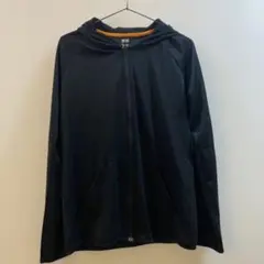 K1845 UNIQLO 長袖ジップUVパーカー ブラック メンズ L