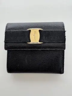 美品、フェラガモ 長財布 ヴァラリボン ブラック ゴールド金具 定番 