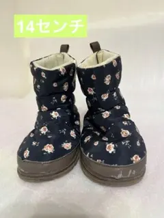 花柄ネイビースリッポンブーツ