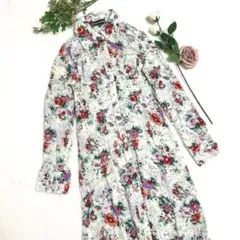 【美品】セシルマクビー M ロング丈ブラウス 花柄 目立つ お洒落 ワンピース