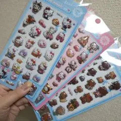 日焼けキティ ボンボンドロップ風 プクプク立体シール 3枚セット