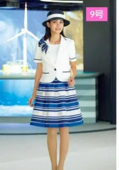 半袖ワンピース&ジャケット 上下セット マリンカラー ボーダー 9号