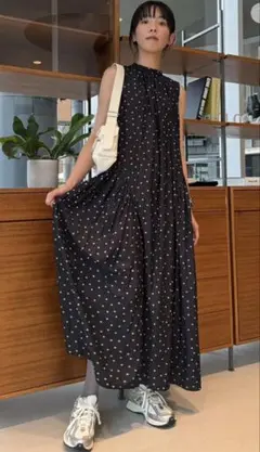 emmi eco 2wayドットワンピース ブラック